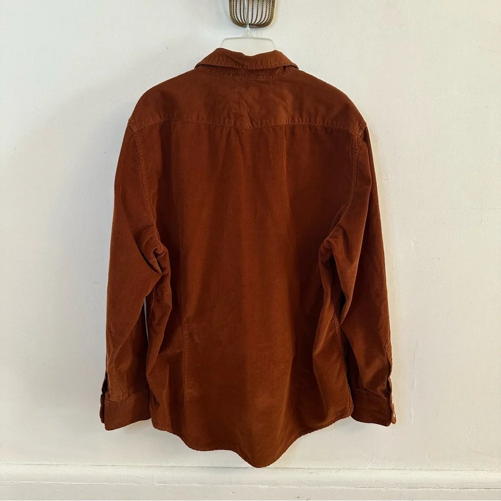 Banana Republic Pearl Snap Brown Corduroy Shirt, Size XL, Western Casual Cotton